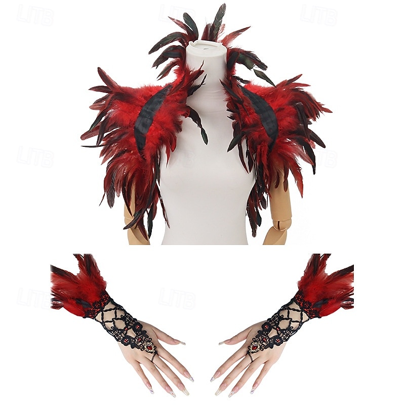 Καρναβάλι 2026 αξεσουάρ σάμπα καρναβάλι του Ρίο γοτθικό κολάρο με φτερά &Σετ μανσετών καρπού cosplay, κοστούμι φεστιβάλ Βραζιλίας 2026 - $18.99 –P7