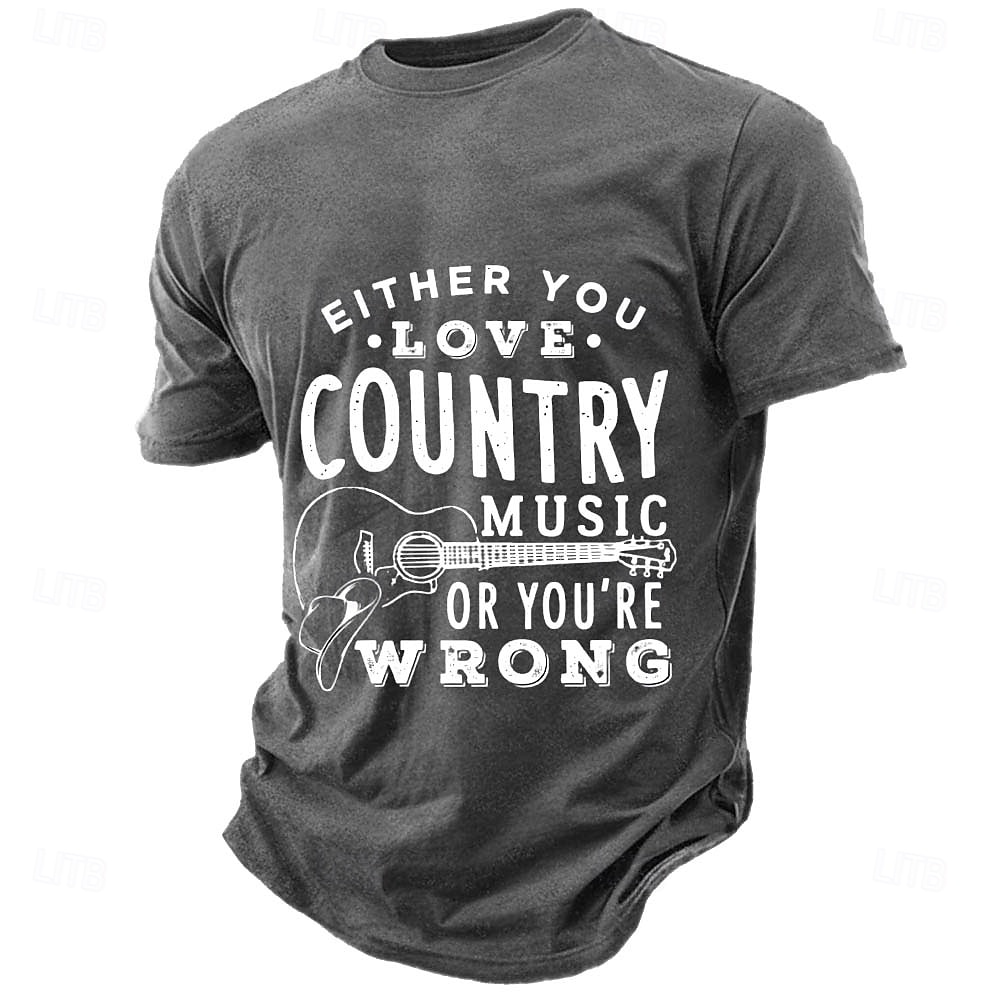 vagy szereted a countryzenét, vagy tévedsz vicces gitáros póló vintage grafikus póló zenekedvelőknek western cowboy kalap dizájn szénszürke ruházat S M L XL XXL XXXL 2026 - $21.99 –P1