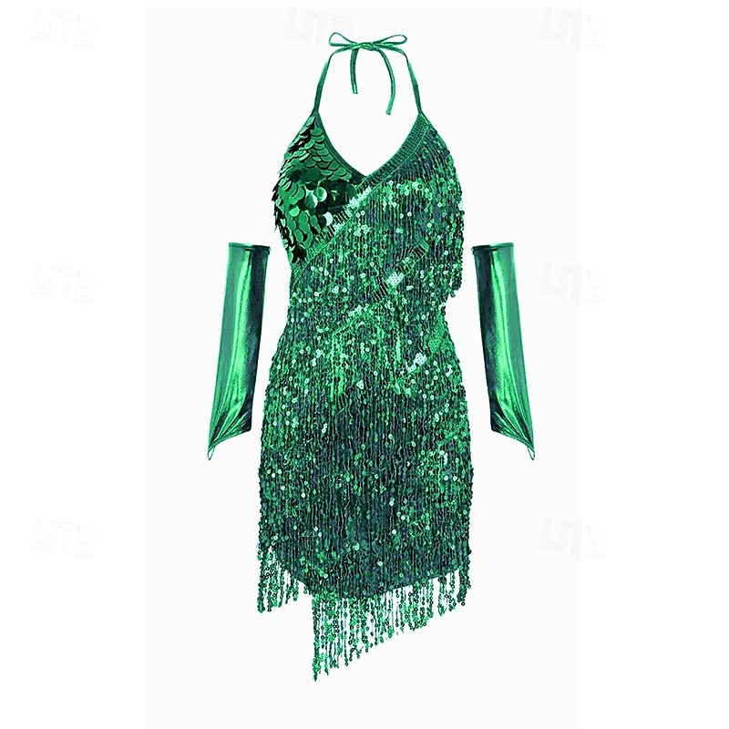 Vestito da performance samba con frange di paillettes per la festa di danza latina del 2026 a $31.99 –P6