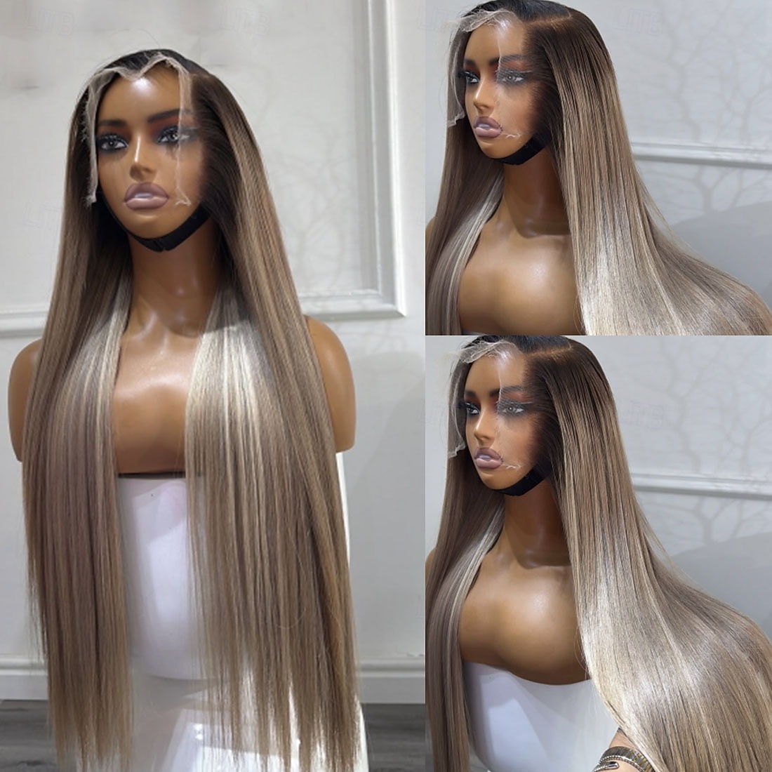 100% Virgin Human Hair 5x5 Closure 13x4 Lace Front Wig Free Part Brazilian Hair Straight Ash Blonde  Ombre Hair Highlighted / Balayage Hair Glueless For Women 2026 - $388.59 –P2