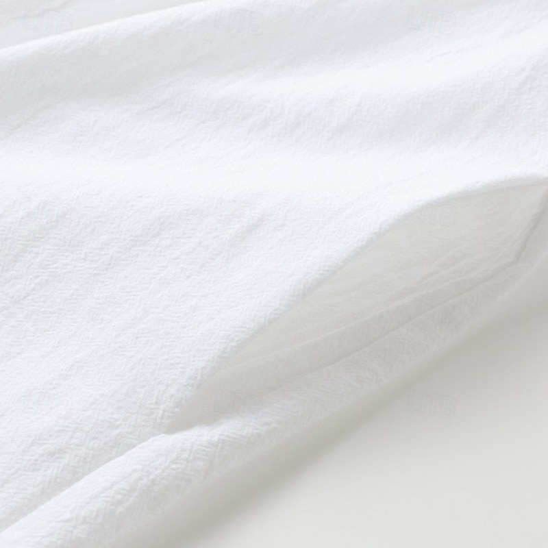 Women's Mini Dress Cotton Linen Dresses Shirt Dress Modern Outdoor Vacation Going out Regular Fit Plain Half Sleeve Shirt Collar Black White Light Blue Summer Spring 2026 - $24.99 –P11
