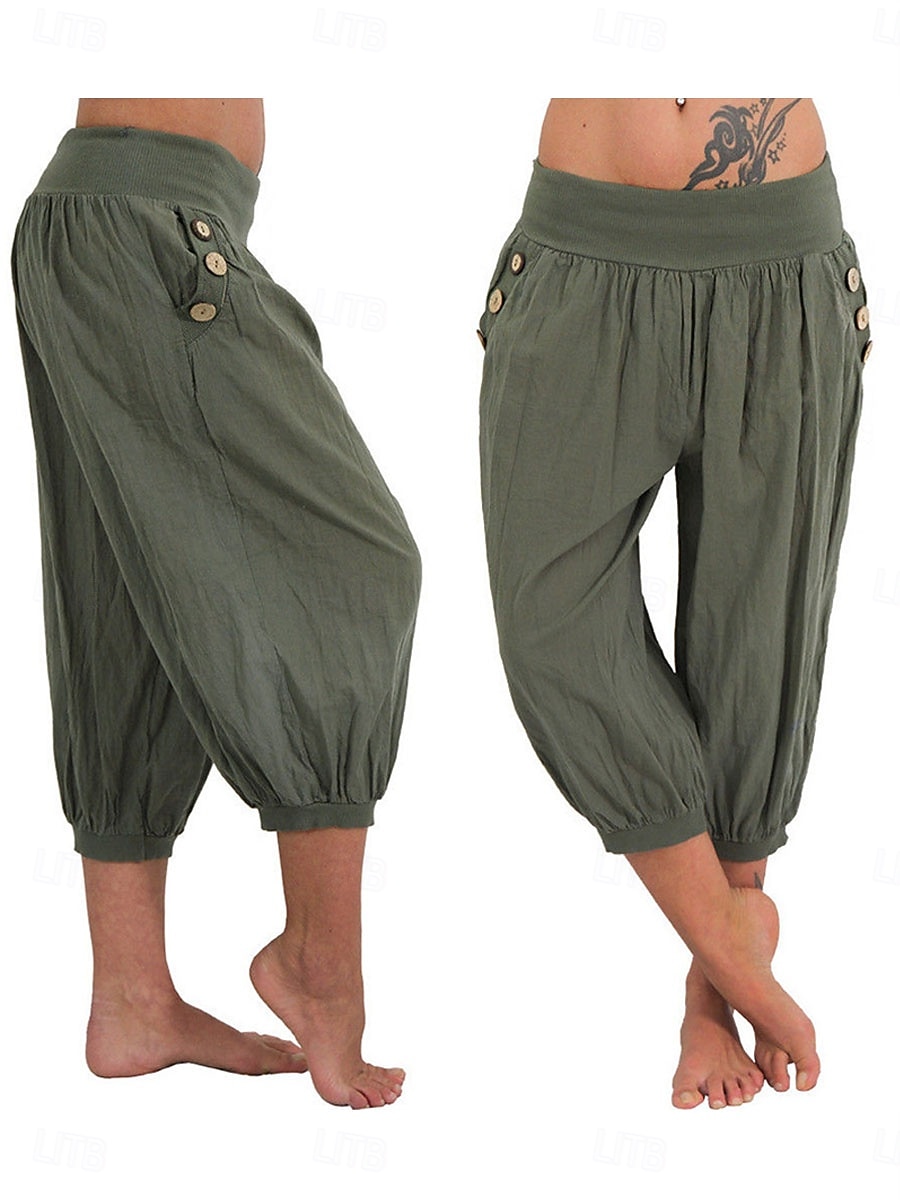 Γυναικεία Κάπρι παντελόνια Θρασύς κινέζικα Καλοκαιρινό σορτς Κομψό Διακοπές Βίντατζ Πλήρες μήκος Μεσαία Μέση Συμπαγές Χρώμα Κουρελού Τσέπη Ελαστική ζώνη μέσης Άνετα Αναπνέει Ανελαστικό 2026 - $18.49 –P5