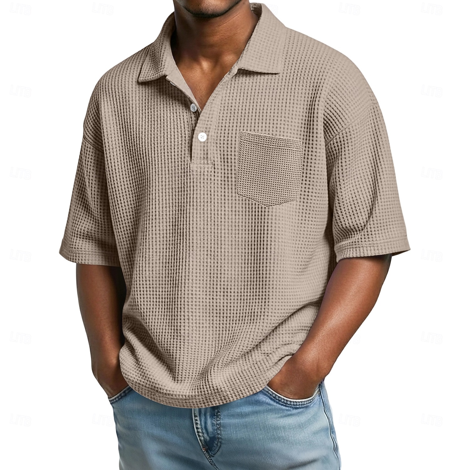 Ανδρικά Πουκάμισο γκολφ Μπλουζάκι πόλο με πλέξη βάφλα Causal Επιχείρηση Κλασσικά Κοντομάνικο Μοντέρνα Συμπαγές Χρώμα Σκέτο Κουμπιά Καλοκαίρι Άνοιξη Όλες οι εποχές Κανονικό 2026 - $21.99 –P7