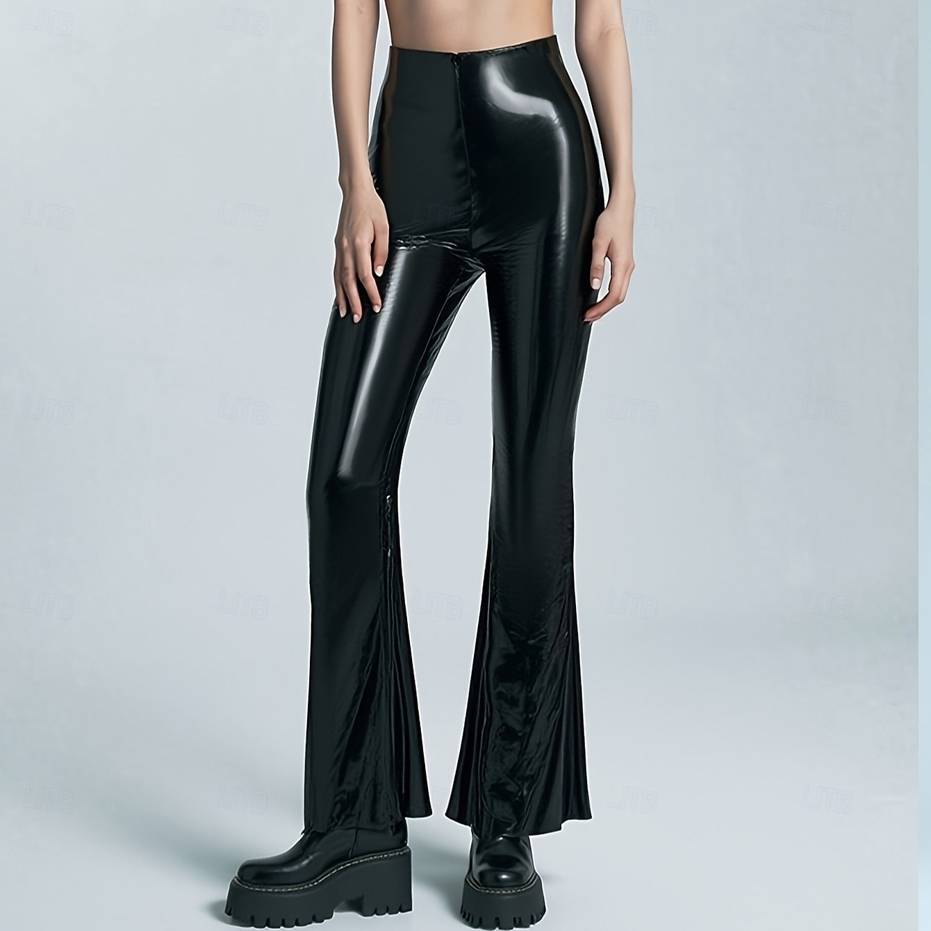 Pants Bell Bottoms Pants Flared Trousers Glossy Finish Women's High Waisted Wet Look Patent Leather Look Solid Color Costume for Casual Club Dance Recital Carnival Adults' 2026 - $35.99 –P3