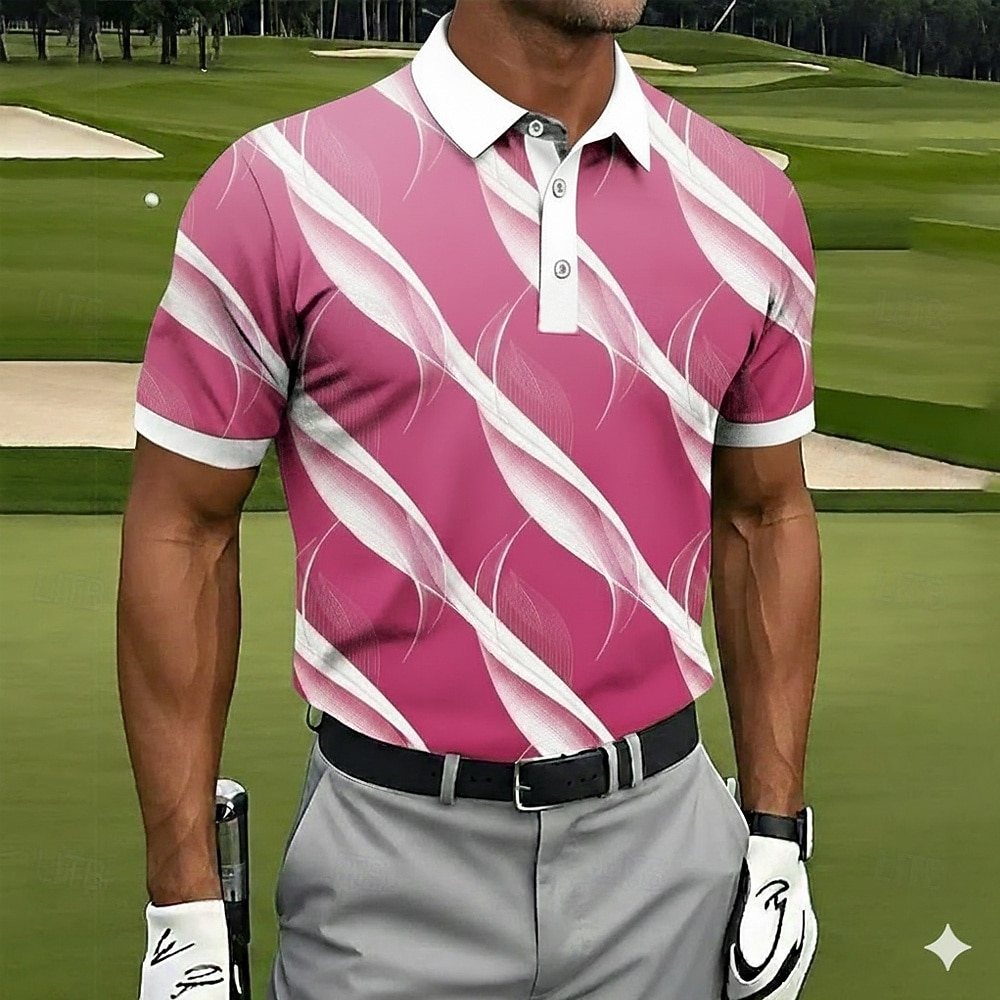 Hombre Geométrico Golf Camisetas polo deportivas Manga Corta Camisas de polo Camisas con cuello Casual Ropa Deportiva Botones Verano Azul Piscina Rosa Morado 2026 - $21.99 –P2