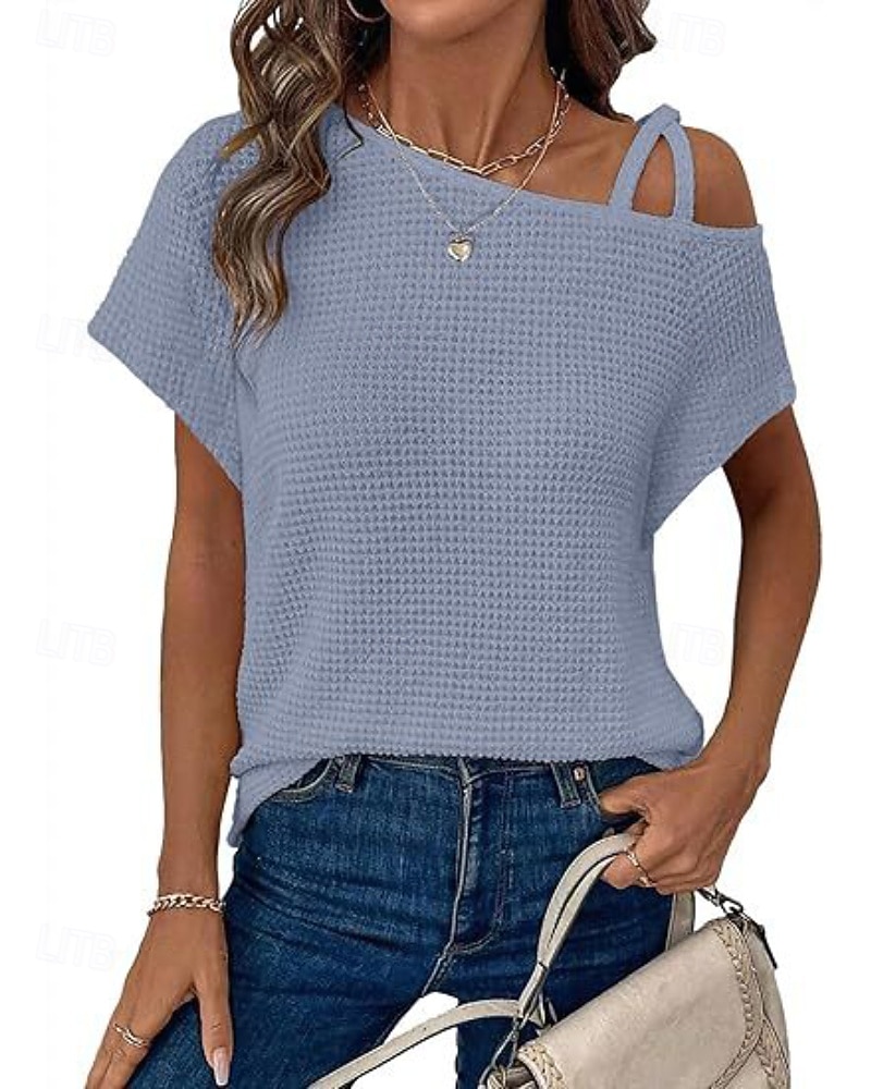 Dames Overhemd Haakwerk Effen Casual Korte mouw Assymmetrisch Normale tops Dagelijks Feestdagen Uitgaan Zwart Wit Blozend Roze Rose Roze Grijs Zomer Lente 2026 - $22.99 –P6