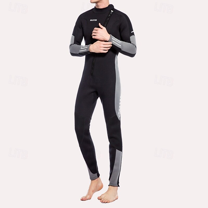 Per uomo Muta in neoprene da 3 mm Tuta termica integrale Color-blocking Termico Addensato Protezione UV Manica Lunga Costume da Bagno Costume da bagno Surf Immersione Snorkeling Primavera del 2026 a $118.99 –P3