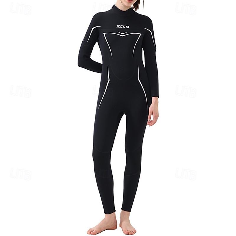 Per donna Muta in neoprene da 3 mm Tuta termica integrale Tinta unita Termico Addensato Protezione UV Manica Lunga Costume da Bagno Costume da bagno Surf Immersione Snorkeling Primavera del 2026 a $115.99 –P1