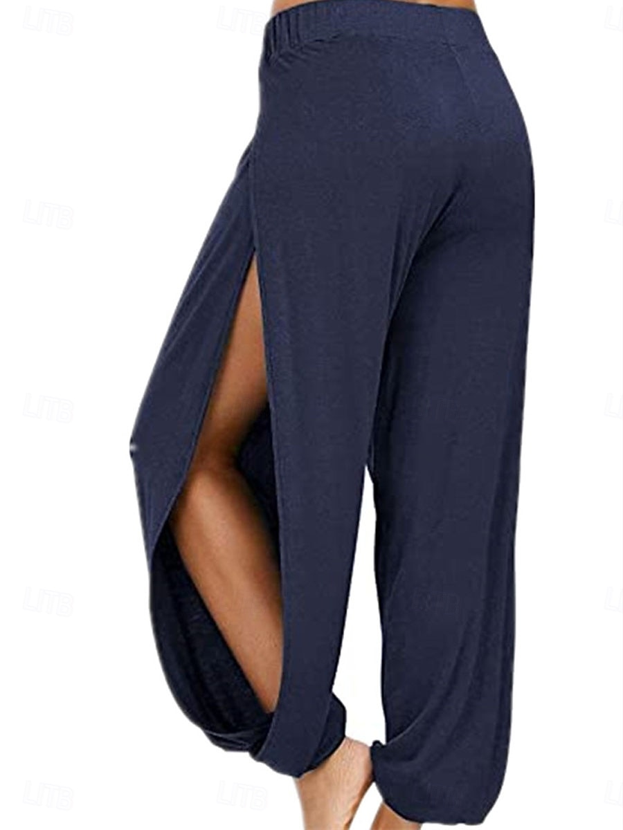 Mujer Fresco Chinos Pololos Pantalones Harem Elegante Vacaciones Vintage Longitud total Media cintura Plano Retazos Cintura elástica Separado Confortable Transpirable Alta elasticidad Diario Exterior 2026 - $14.99 –P3