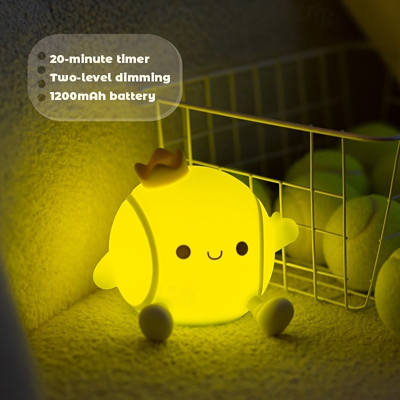Tennis Silicone Tap Night Light, Soft LED Bedside Lamp with Touch Control, 2 Dimmable Levels, Eye-Caring Glow, Rechargeable Night Lamp for Kids Bedroom, Cute Gift for Tennis Lovers 2026 - $25.99 –P13