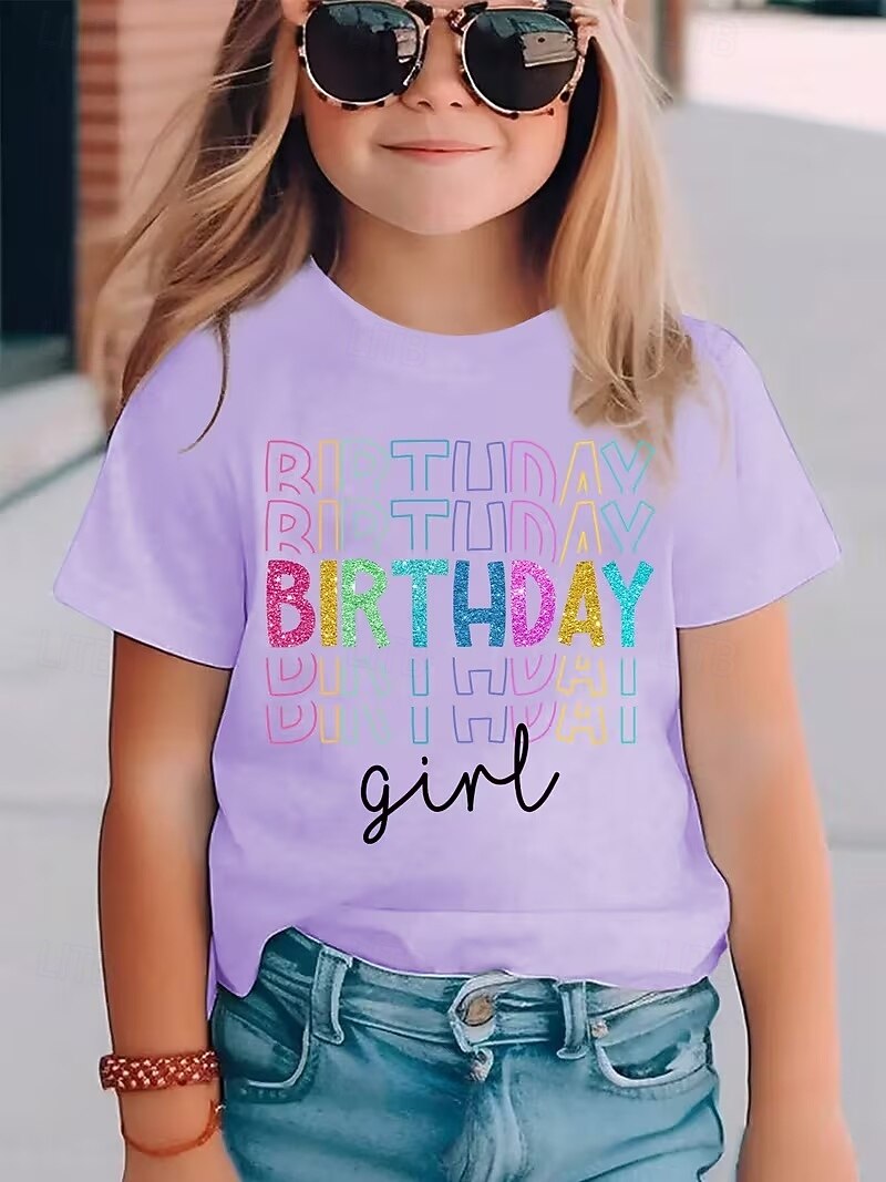 Mädchen 3D Grafik Buchstabe T-Shirt Kurzarm 3D-Druck Sommer Frühling Sport Mode Streetwear Kinder 4-12 Jahre Rundhalsausschnitt Lässig Täglich Outdoor Normale Passform 2026 - $14.49 –P5