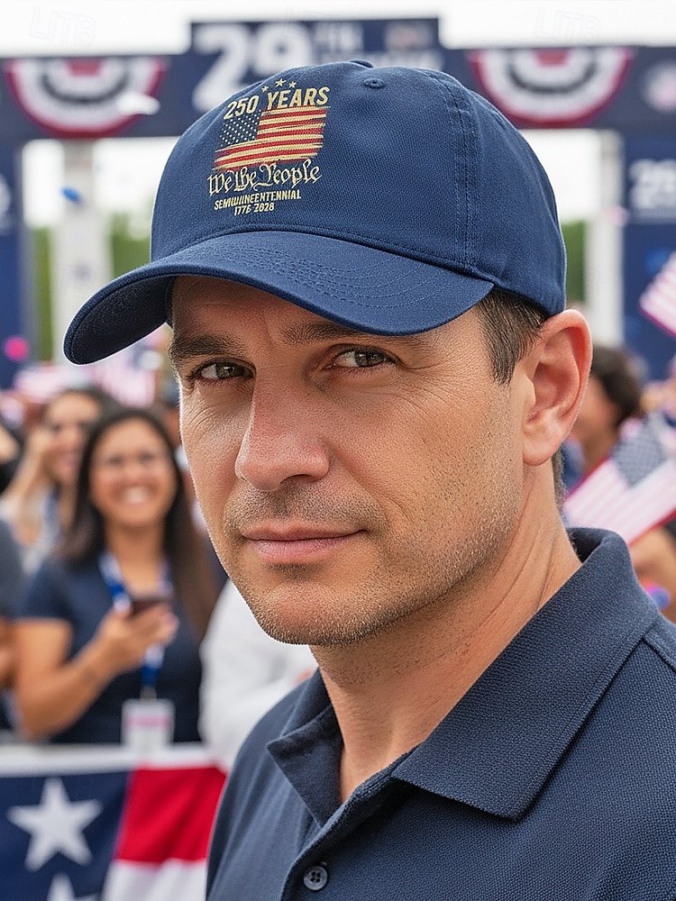 כובע בייסבול מתכוונן לגברים - חגיגות 250 שנה ויום העצמאות, מגוון צבעים, חומר פוליאסטר, מושלם לאירועים חיצוניים ולבוש חגיגי 2026 - $14.99 –P2