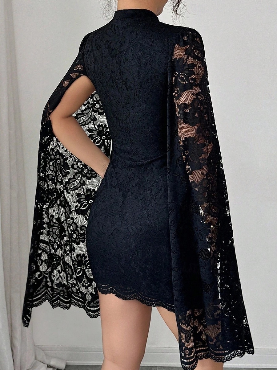 Per donna Abito Lungo Maxi Abito Mini Abito Abito nero Abito in Pizzo Vestito Casual Elegante Moda Moderno Quotidiano Vacanza Uscire Vestibilità regolare Floreale Semplice Manica Lunga Collo alla del 2026 a $41.99 –P2