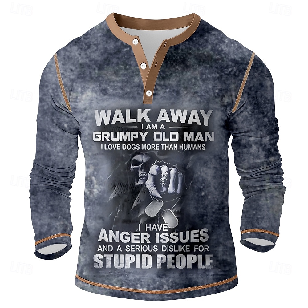 Herren Grafik Vintage Henley Hemd T-Shirt Langarm Vintage Mode Designer Lässig Täglich Outdoor Frühling Frühling & Herbst Ganzjahres Dunkelbraun Armee-Grün Dunkelgrau Marineblau Henley Henley T-Shirt 2026 - $24.99 –P2