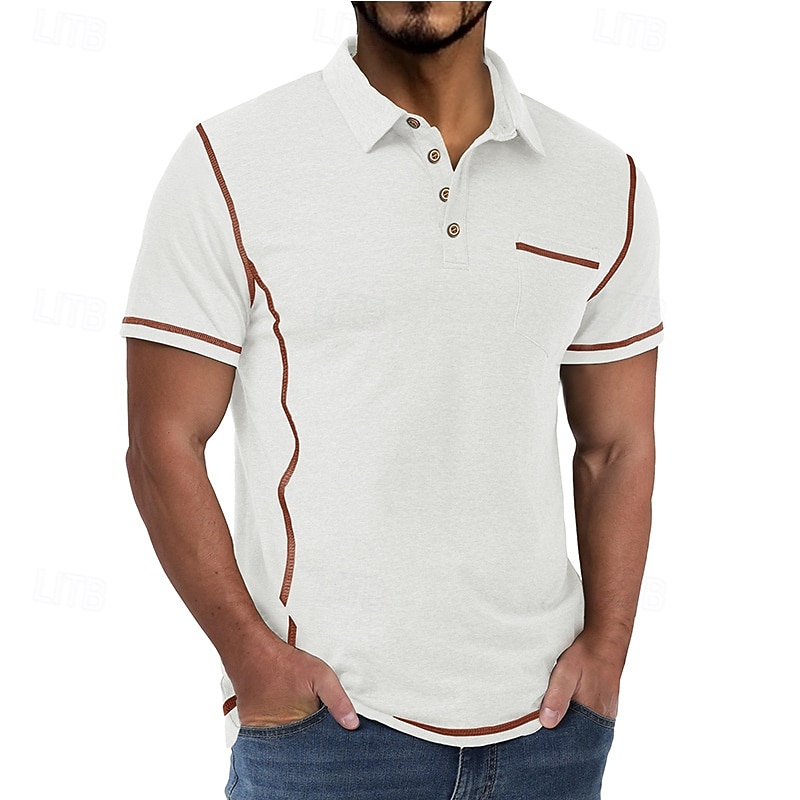Bărbați Polo Cămașă de golf Casual Afaceri Clasic Manșon scurt Modă Culoare solidă Buzunar Nasturi Vară Primăvară Toate Sezoanele Fit regulat Negru Alb Roșu Vin Bleumarin Kaki Gri Deschis Polo 2026 - $20.99 –P9