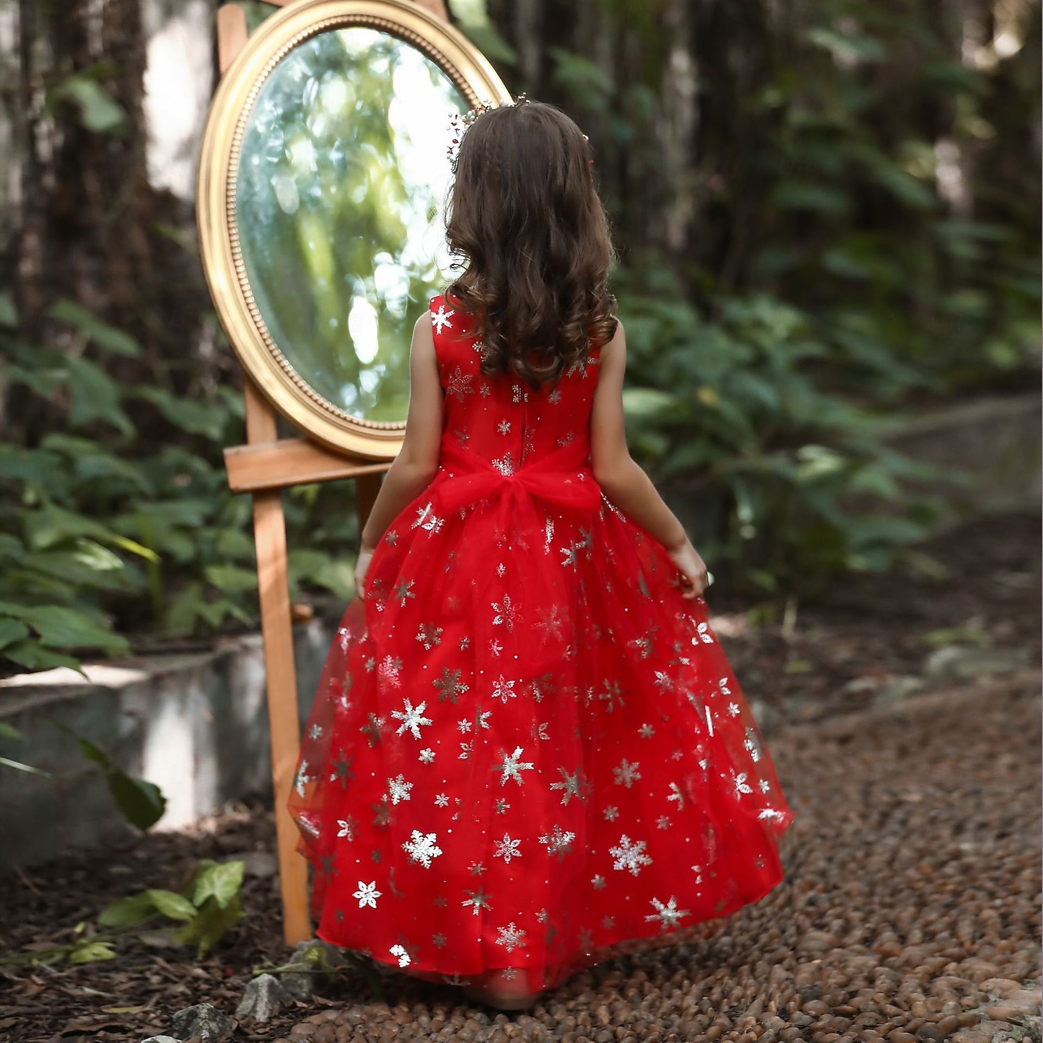 Flower Girl Dress Girls' Formal Dress Wedding Attire Party Wedding Formal Formal First Communion Dress Zipper Mesh Solid Color Sleeveless Crew Neck White Pink 4 years+ 2026 - $47.99 –P2