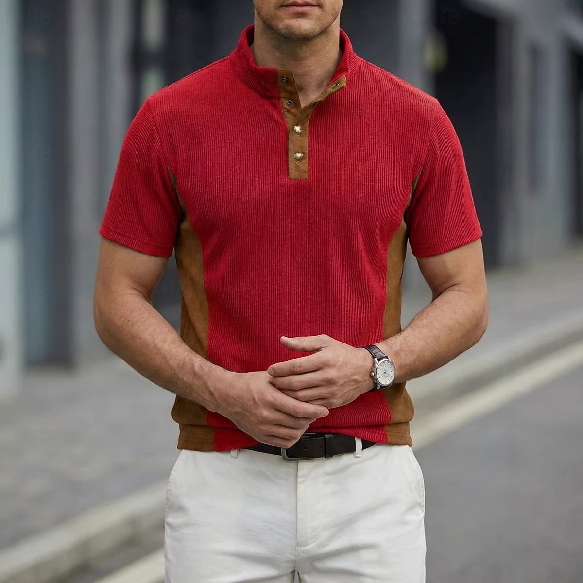 Per uomo Camicia di Velluto a Coste Maglia Henley Maglietta Manica Corta Tinta unica Semplice Testurizzato Moda Designer Casual Bottoni Collo alla coreana Henley Casuale Quotidiano All'aperto Estate del 2026 a $18.99 –P4