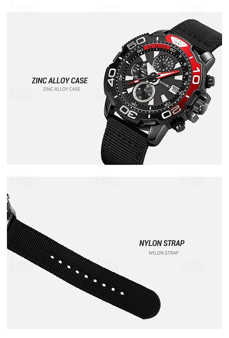 SKMEI Men Quartz Watch Sports Fashion Casual Business Stopwatch Calendar Waterproof Decoration Nylon Watch 2026 - $39.99 –P11