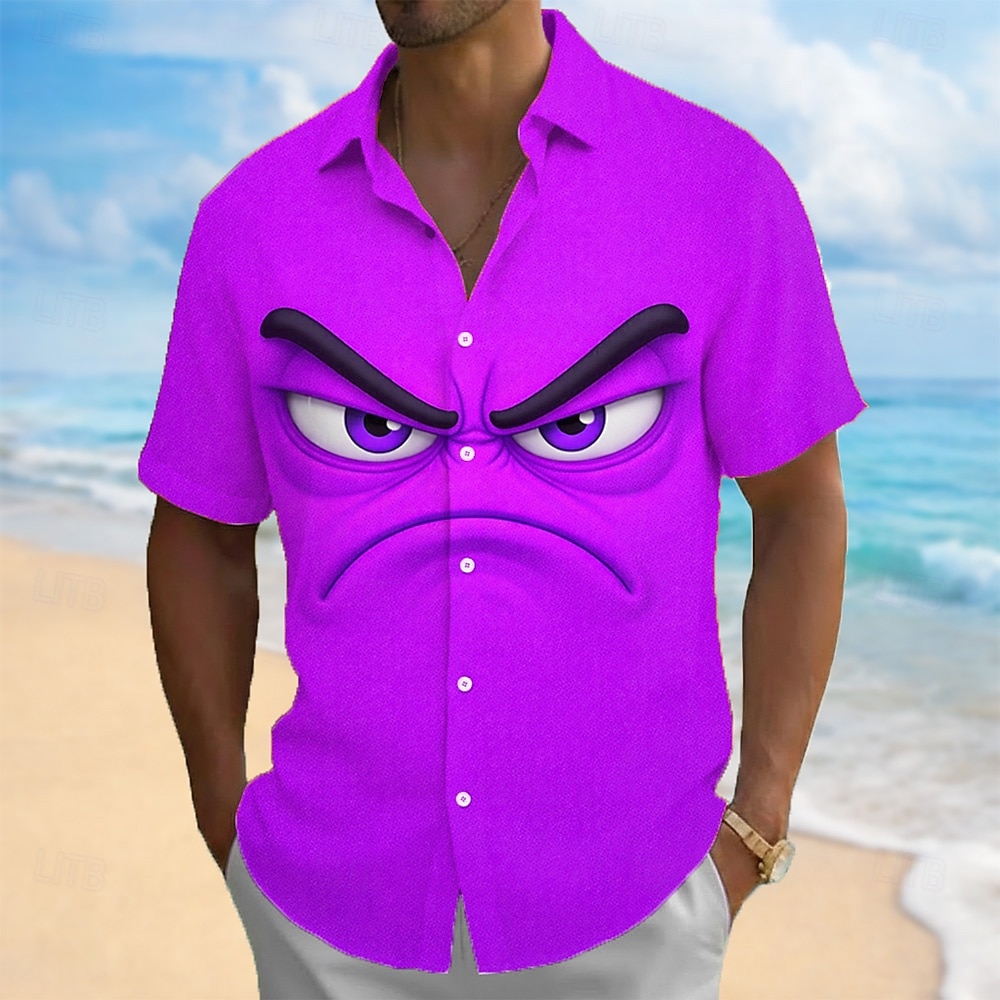 Per uomo Illusione ottica Fantasia "Cartone 3D" Faccia arrabbiata Camicia Camicia con Bottoni Manica Corta Divertente Quotidiano Vacanza Estate Primavera Collo ripiegato Stampa 3D camicie con colletto del 2026 a $25.99 –P3