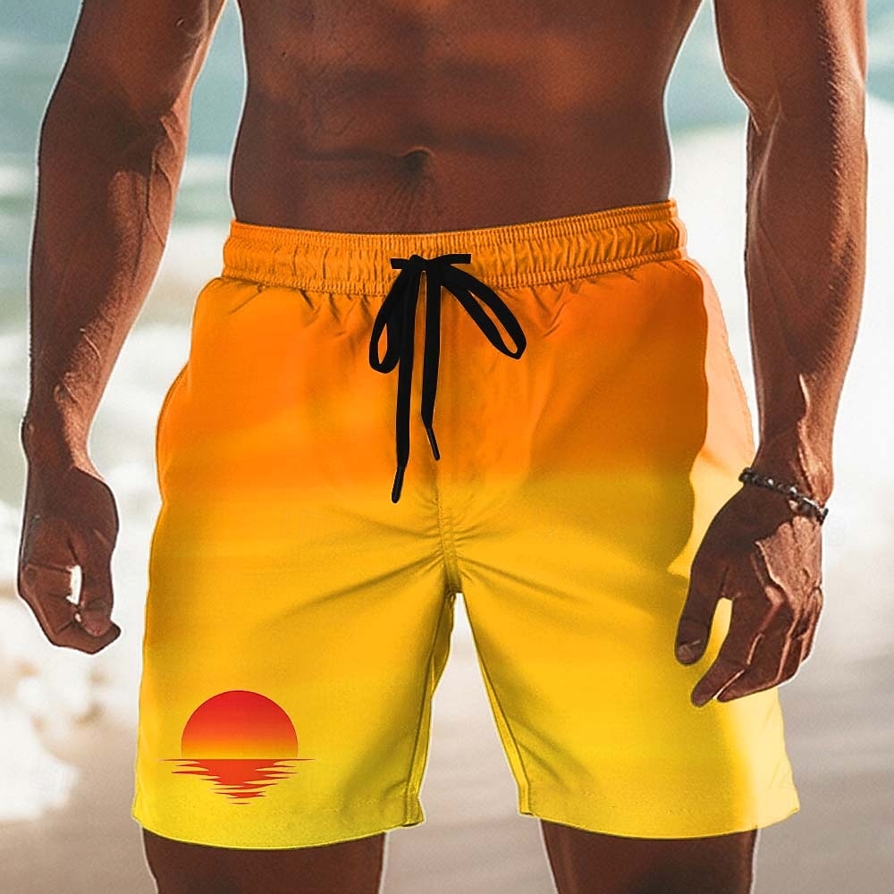 Per uomo Albero di Cocco Tramonto Colore sfumato Costumi da bagno Pantaloncini da mare Pantaloncini da Surf Misura del girovita medio Hawaiano Vacanza al Mare Tasche Laterali fodera in rete Coulisse del 2026 a $20.99 –P4
