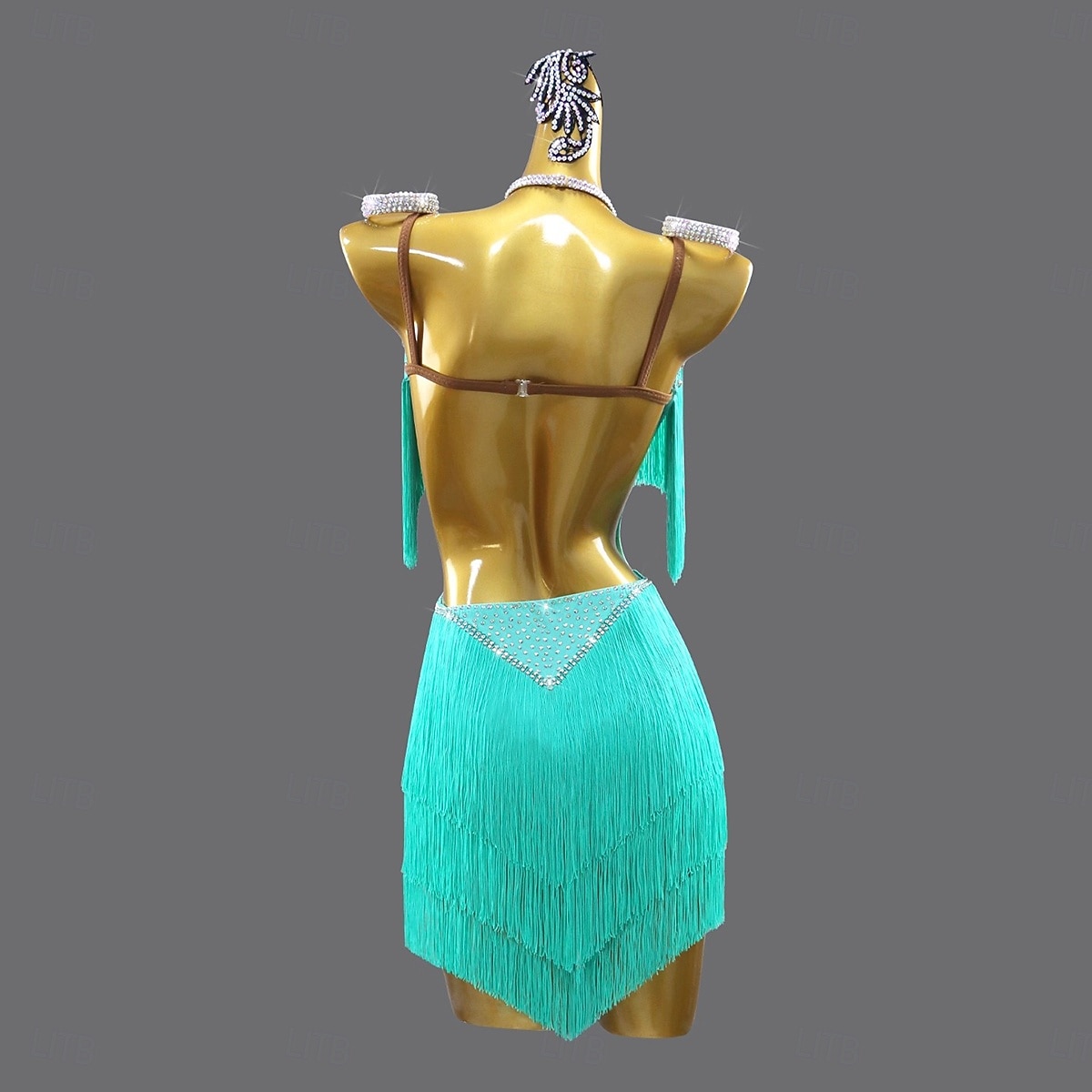 שמלת ריקוד לטיני עם ריינסטון ציצית לנשים ללא שרוולים בגדי ריקוד רומבה סלסה 2026 - $175.99 –P2