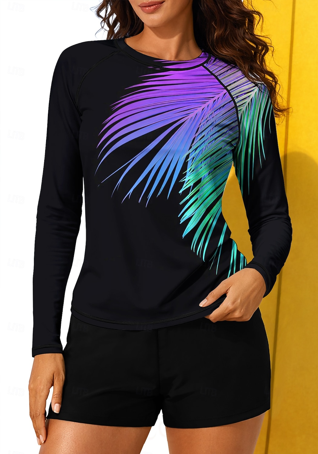 Mulheres Normal Maiô Rashguard Anti Atrito Maiô com estampa floral Floral Tropical Bloqueio de cores 2 Peças Bojo Removível Boyleg Proteção Solar UV UPF50+ Proteção UV Manga Longa Roupa de Banho Anti de 2026 por $31.99 –P1