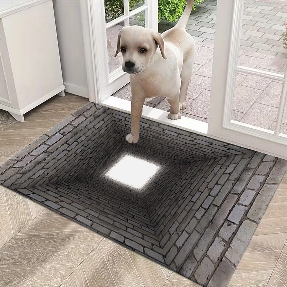 Zerbino con effetto tunnel 3D, design in mattoni con stampa 2D, che crea una prospettiva profonda per un tappeto d'ingresso sorprendente e unico, perfetto per l'arredamento della casa. del 2026 a $17.99 –P3