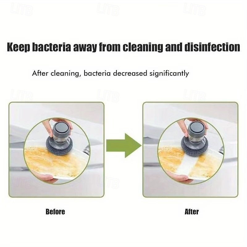 1 kartáč na nádobí s dávkovačem mýdla se 7 náhradními díly, kartáč na nádobí s dávkovačem mýdla, multifunkční čisticí nástroj lisovacího typu, prostorově úsporný čistič kuchyně/koupelny/grilu na 2026 - $16.99 –P7