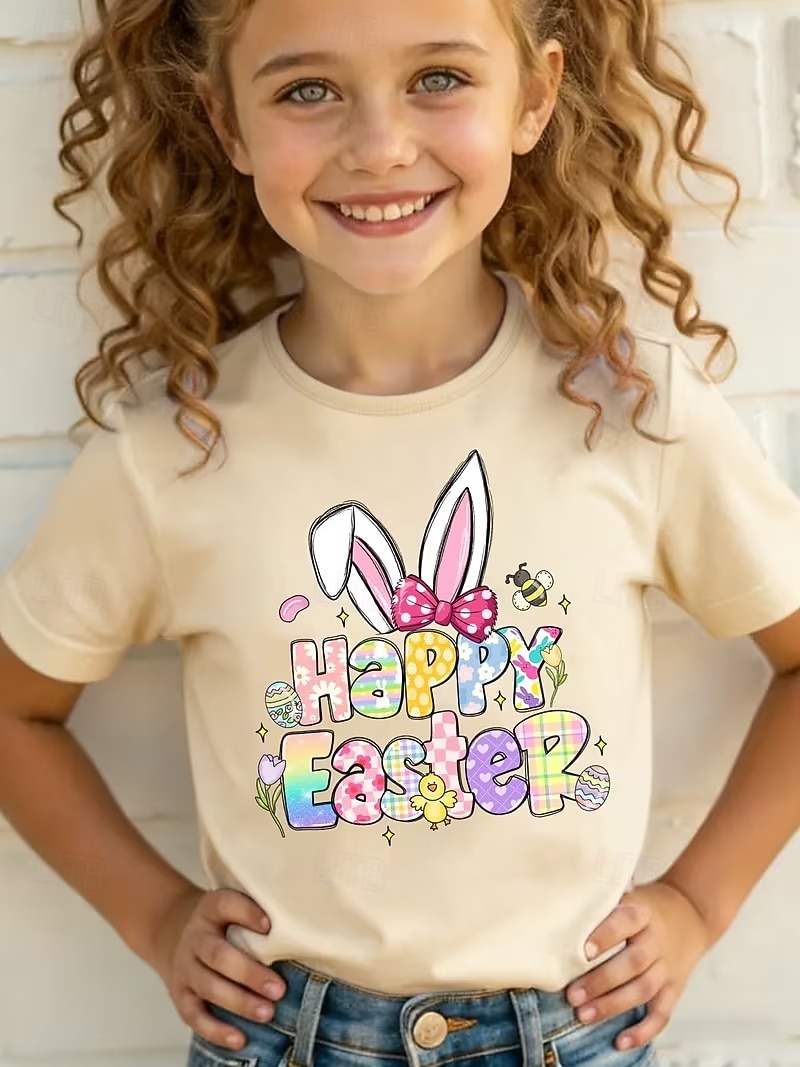 Pasqua Ragazze 3D Grafico Coniglio Maglietta Manica Corta Stampa 3D Estate Primavera Sport Moda Streetwear Bambini 4-12 Anni Girocollo Casuale Quotidiano All'aperto Vestibilità regolare del 2026 a $15.49 –P9
