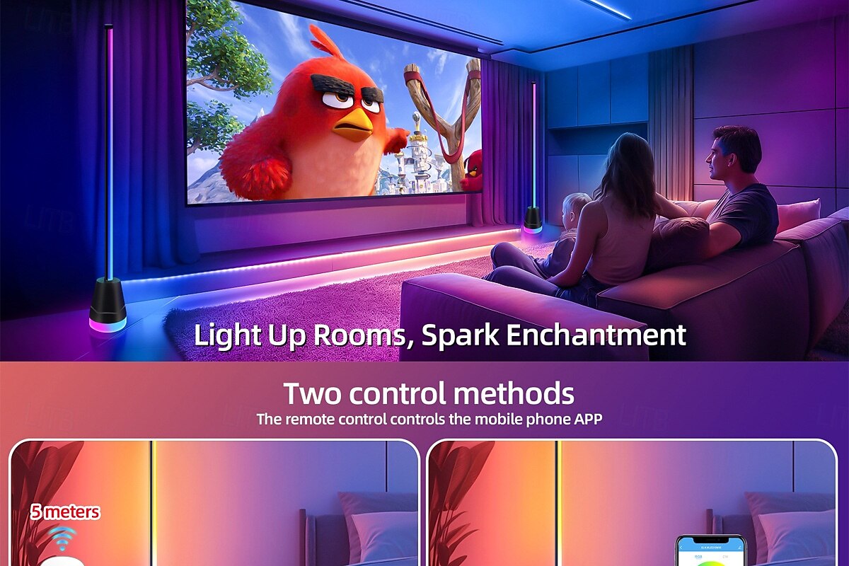 Cylindrical RGBIC Floor Lamp, Bluetooth APP Control LED Corner Light, Music Sync Color Changing Standing Lamp with Timer, 16 Million Colors for Bedroom Living Room Gaming Room Party Decor 2026 - $39.99 –P10