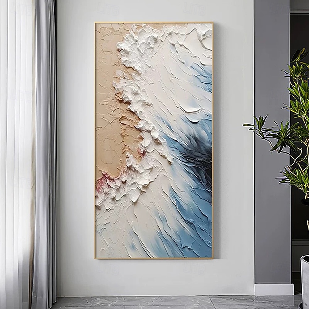 Mintura, peinture à l'huile sur toile représentant des vagues océaniques, peinte à la main. Art mural moderne, abstrait et texturé, idéal pour la décoration intérieure. Toile roulée, sans cadre ni de 2026 ? $80.99 –P3
