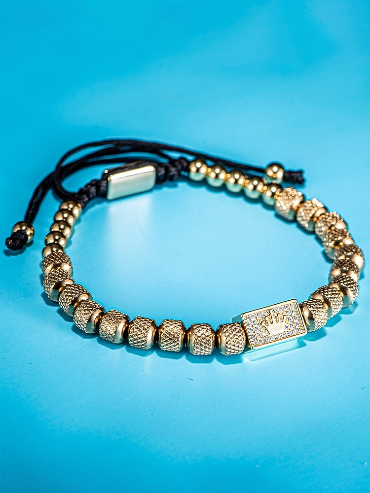 2026年 メンズステンレススチールブレスレット、ゴールド、シルバー、ブラックカラー、輝く石が付いたクラウンデザイン、結婚式、カジュアルな日常着、ファッションジュエリーに最適  コレクション – $11.99 –P6