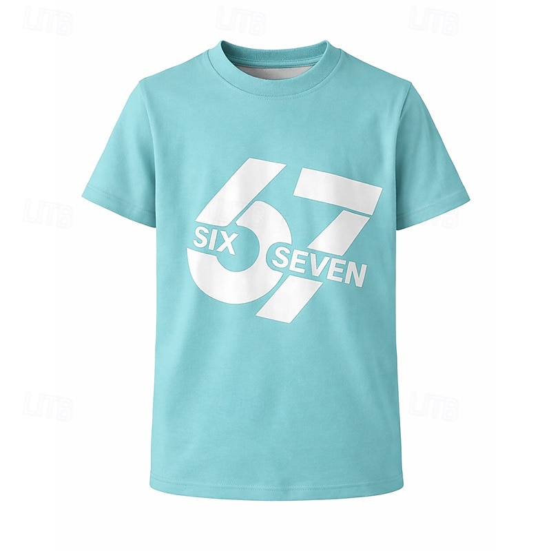 Unisex Boys' 3D Graphic Color Gradient Funny Slang 67 T shirt Tee Short Sleeve 3D Print Summer Spring Sports Fashion Streetwear Kids 4-12 Years Crew Neck Casual Daily Outdoor Regular Fit 2026 - $12.99 –P7