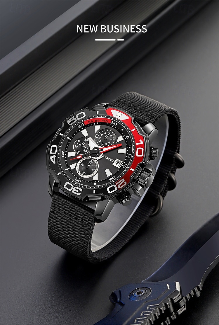 SKMEI Men Quartz Watch Sports Fashion Casual Business Stopwatch Calendar Waterproof Decoration Nylon Watch 2026 - $39.99 –P6
