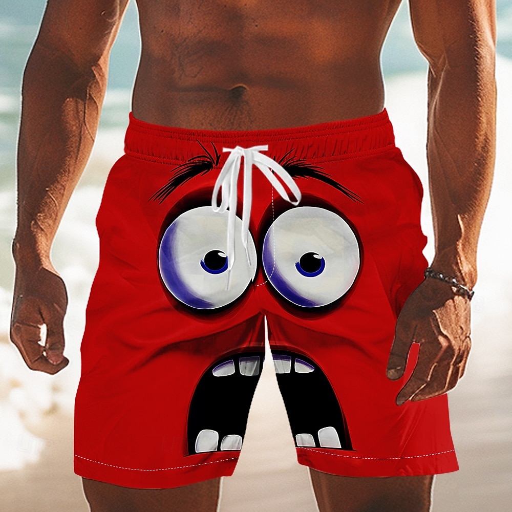 Per uomo Fantasia "Cartone 3D" Faccia Sorridente Grandi occhi Costumi da bagno Pantaloncini da mare Pantaloncini da Surf Misura del girovita medio Divertente All'aperto Vacanza Abbigliamento del 2026 a $20.99 –P6