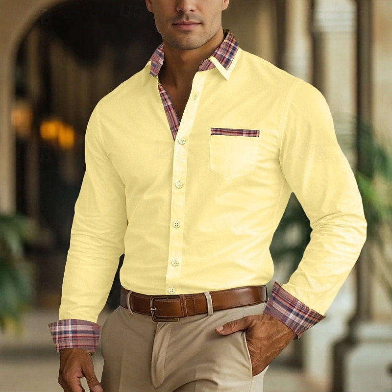 Men's Shirt Dress Shirt Non Iron Shirt Button Up Shirt Color Block Business Wedding Navy Blue Long Sleeve Turndown All Seasons Clothing Apparel Patchwork 2026 - $29.99 –P13