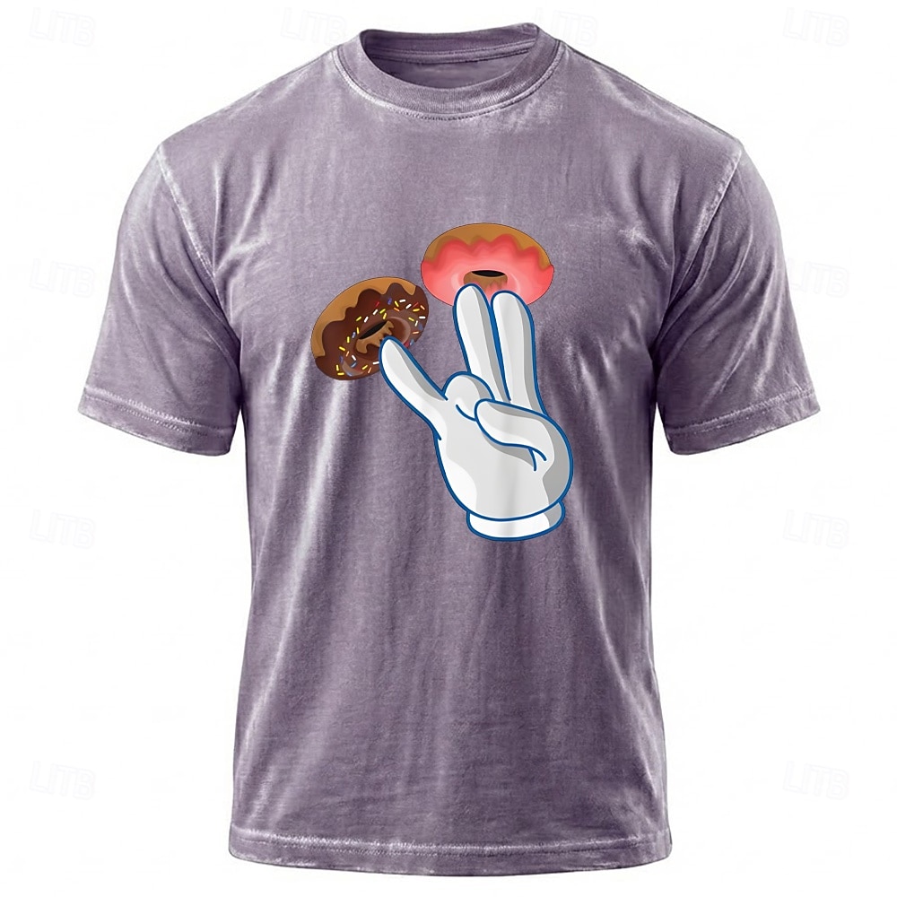 Funny Adult Humor Donut Hand Sign Graphic T Shirt Washed Cotton Blend Grey Retro Men Unisex Streetwear Short Sleeve Tee Clothing Apparel S M L XL XXL XXXL 2026 - $21.99 –P3