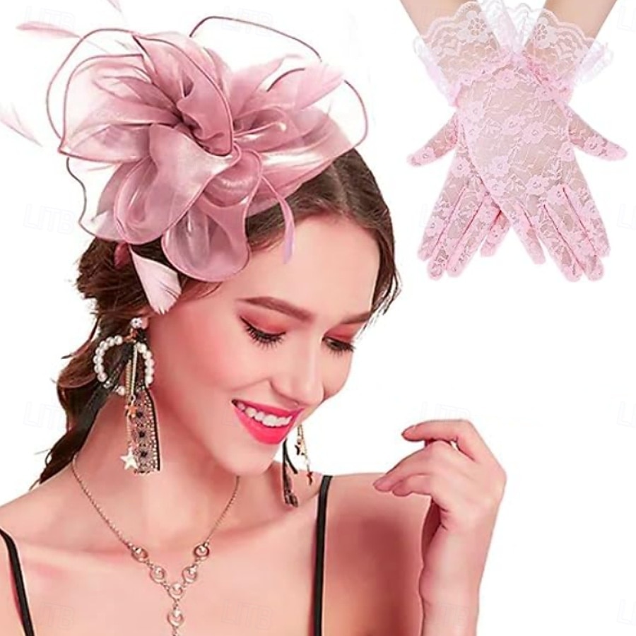 Rękawiczki Kapelusznik Fascinatora Fascynator Dama Strój na bal maskowy Damskie Bal maskowy Impreza Ascot Festiwal Wyścigów Konnych Dla dorosłych Nakrycie głowy Rękawiczki 2026 - $18.99 –P1