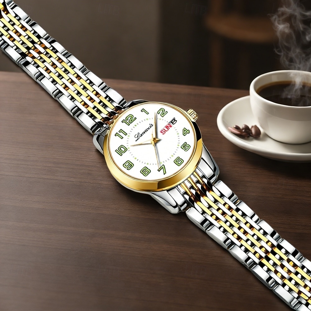 Klassisk Damklocka Original Kvarts Klocka Rhinestone Urskiva Luminös Datum och Kalenderfunktion Trendig Moderiktiga Affärsluxusklocka Bästa Val för Födelsedagspresent Mors Dag 2026 - $20.99 –P3