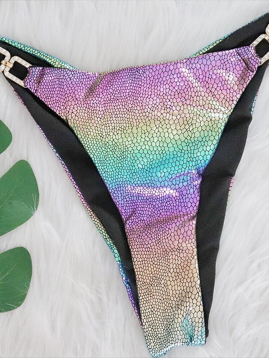 Dame Badetøy Bikini 2 stk G-streng Badedrakt Tynn Åpen rygg Ferie Strand Klær Nyanse Grimehals Ermeløs Badedrakter 2026 - $29.99 –P9