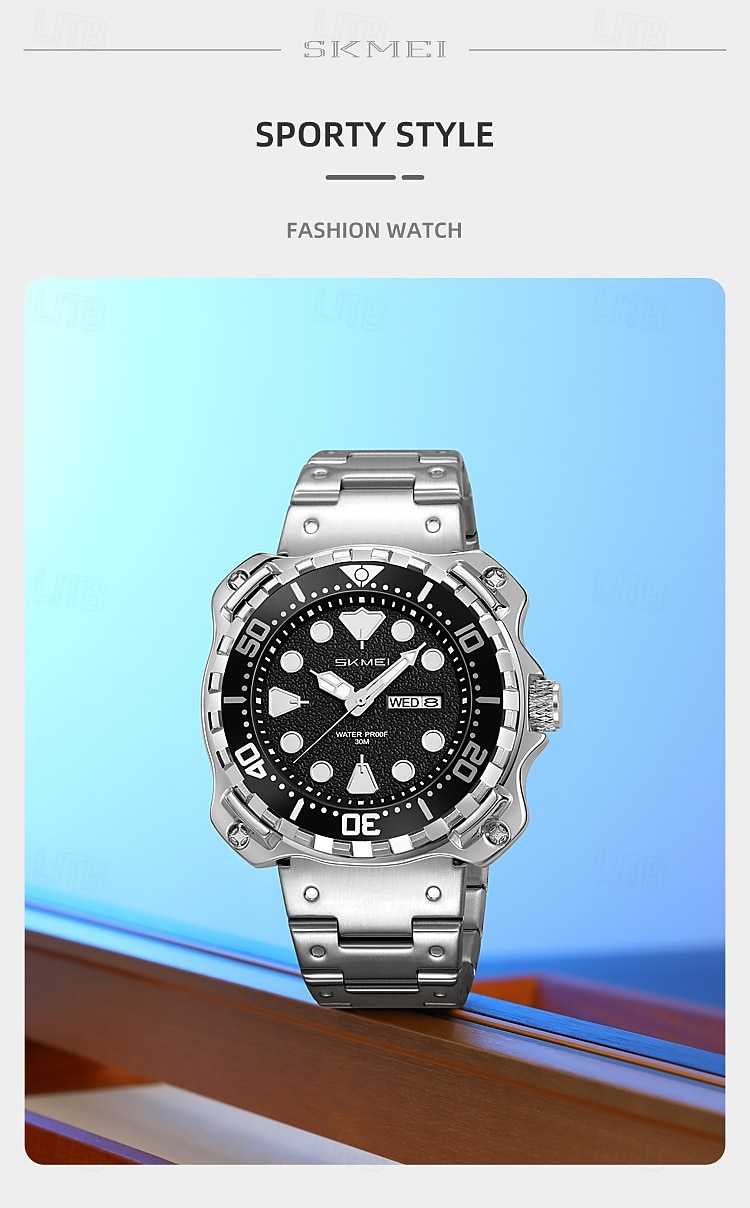 SKMEI Men Quartz Watch Minimalist Large Dial Fashion Business Luminous Calendar Waterproof Decoration Steel Watch 2026 - $36.99 –P5
