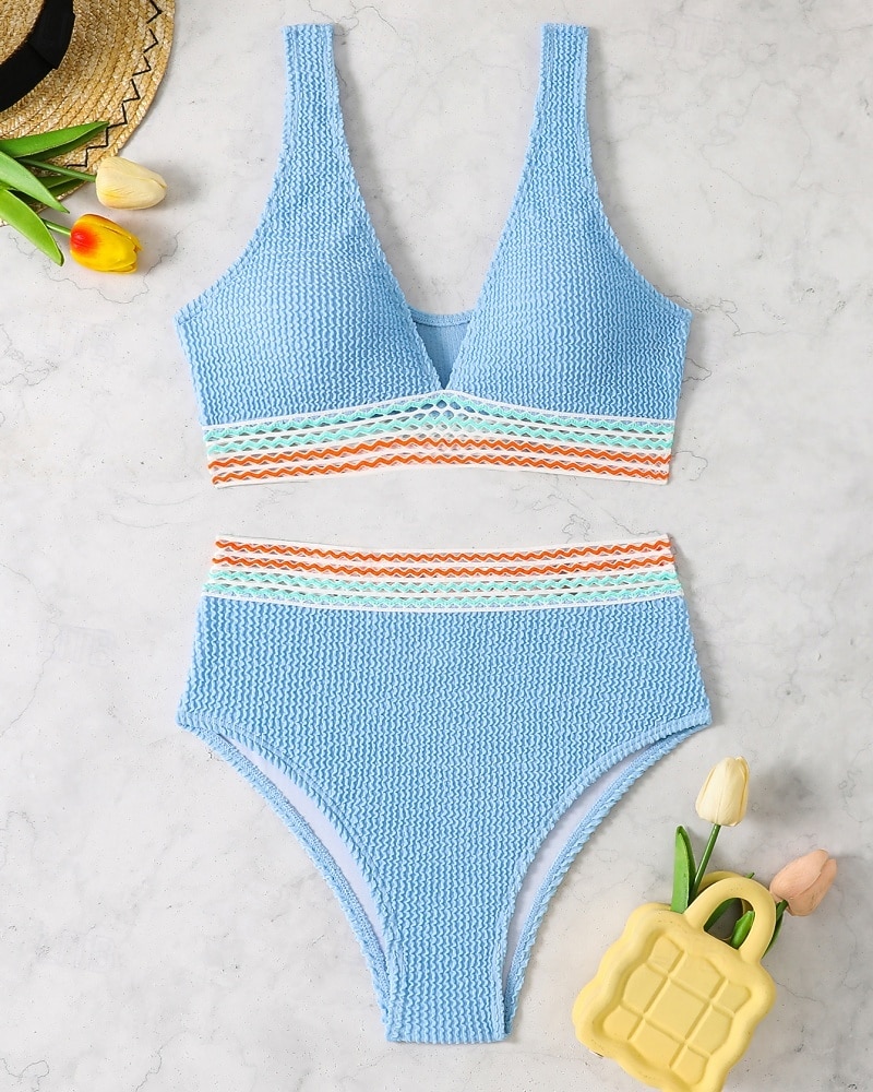 Women's Regular Surfing Tankinis & Bikinis Bathing Top 2 Pieces Geometric Open Back UV Protection Elastic Sleeveless Swimwear Surfing Diving Swimming Summer 2026 - $18.99 –P11