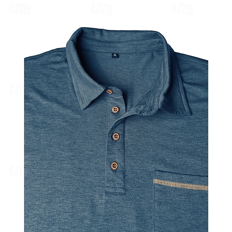 Bărbați Polo Cămașă de golf Casual Afaceri Clasic Manșon scurt Modă Culoare solidă Buzunar Nasturi Vară Primăvară Toate Sezoanele Fit regulat Negru Alb Roșu Vin Bleumarin Kaki Gri Deschis Polo 2026 - $20.99 –P8