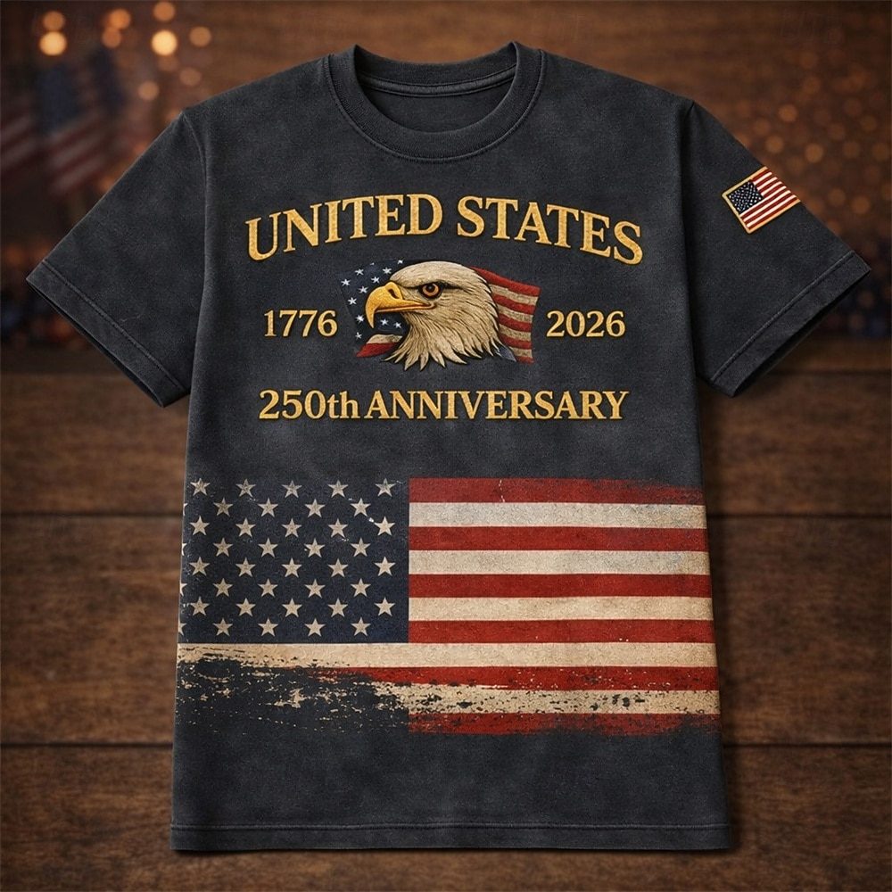 Patriotico T-shirt Maglietta grafica Aquila Bandiera Americana Retrò Vintage Patriotico Corte 1776-2026 per Per uomo Adulti Stampa 3D  per Giorno dell'Indipendenza / 4 Luglio 4 Luglio del 2026 a $20.99 –P3