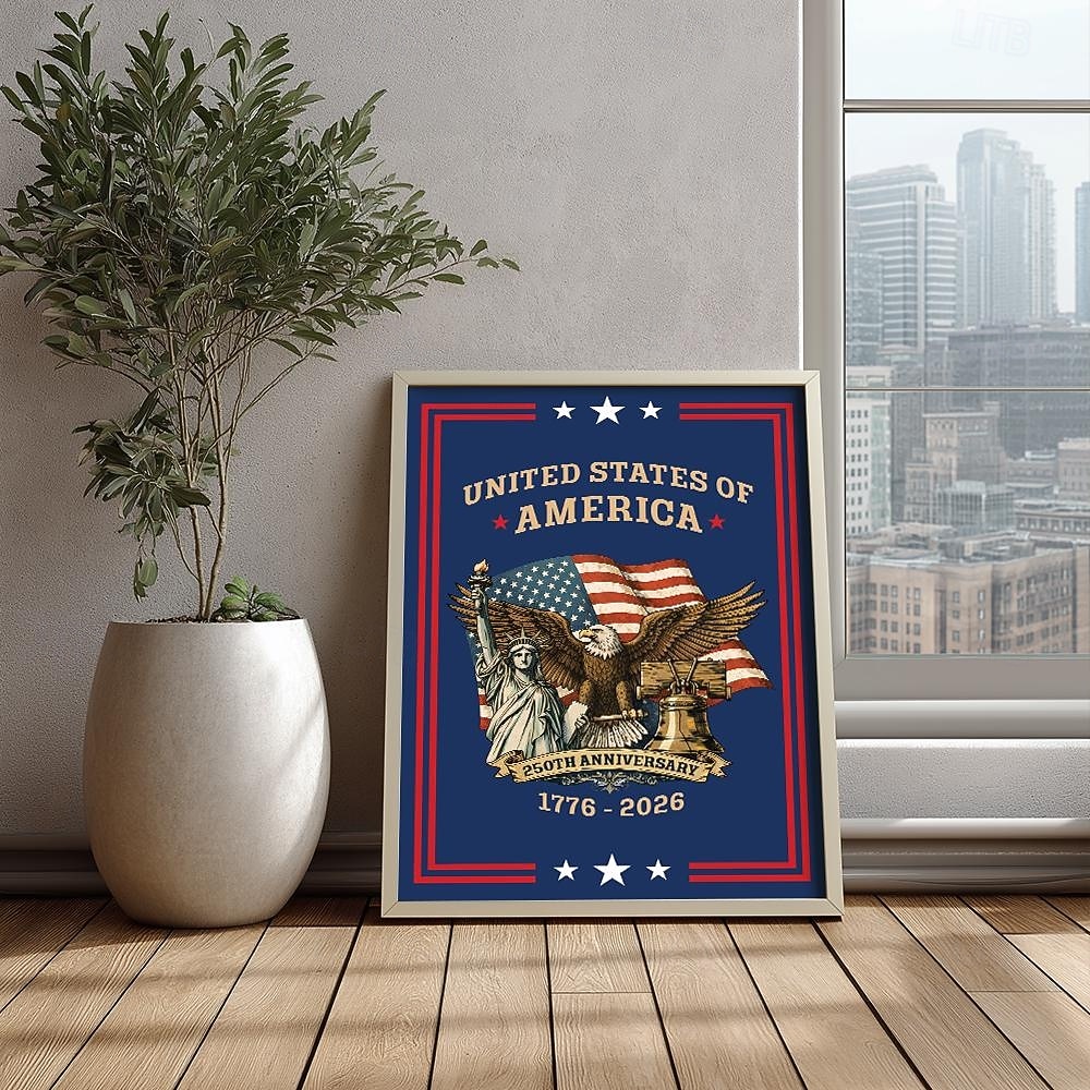 Cartel de aniversario 250 de EE.UU. cartel de cumpleaños americano pancarta de cartel del Día de la Independencia de EE.UU. águila campana Estatua de la Libertad patriota 2026 - $12.99 –P5