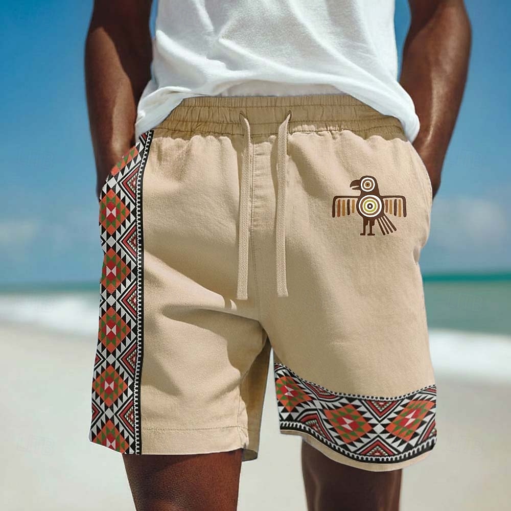 Voor heren Aztec Etnisch Dondervogel Korte broek Casual korte broek Katoenen shorts Medium Taille Vintage Retro Vakantie Dagelijks gebruik Feestdagen Zijzakken Elastische tailleband met trekkoord 2026 - $25.99 –P3