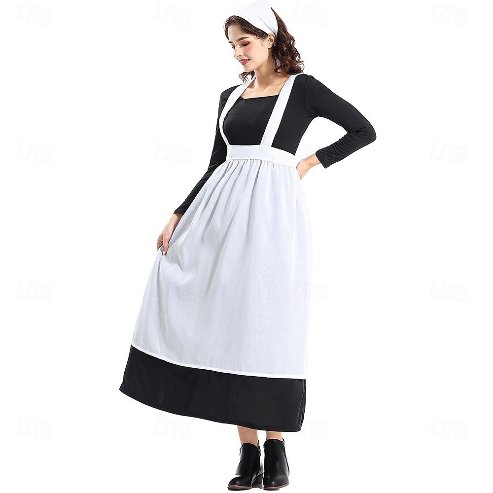 250th Anniversary USA 19th Century 1800s Ankle Length Prairie Dress Bonnet and Apron Set Long Sleeves Pioneer Girl Colonial Pioneer Revolutionary War Costumes Fancy Dress Women's Halloween Carnival 2026 - $40.99 –P10