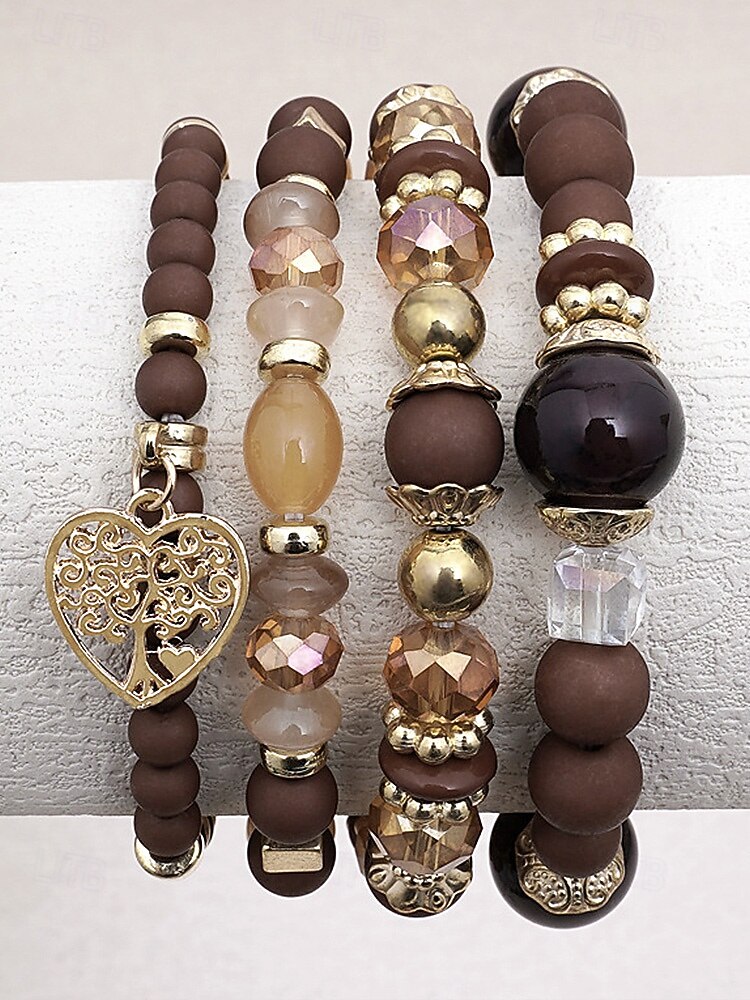 Γυναικείο σετ βραχιολιών από ακρυλικό και κράμα αλουμινίου σε στυλ boho – πολλά χρώματα, γούρι σε σχήμα καρδιάς, ιδανικό για την ημέρα του Αγίου Βαλεντίνου και για καθημερινή χρήση 2026 - $11.99 –P10