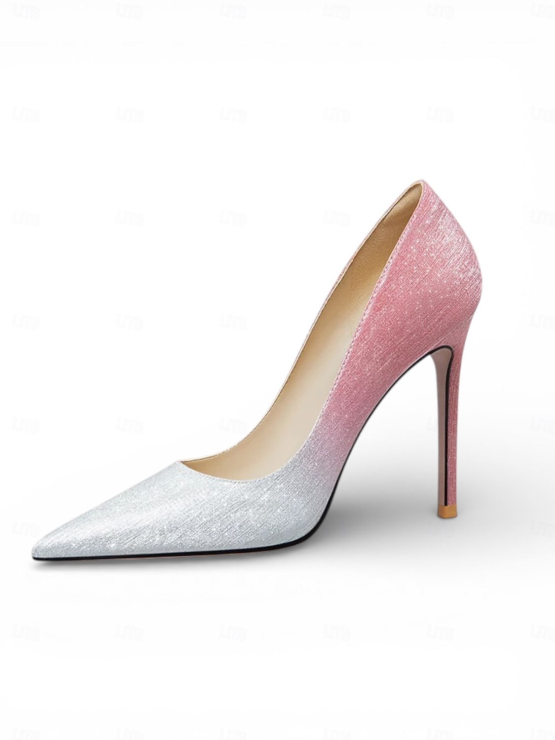 rosa de mujer &Tacones de aguja con punta puntiaguda y brillo plateado, elegantes zapatos de vestir con bloques de color para damas de honor en bodas en la ciudad. 2026 - $59.99 –P4