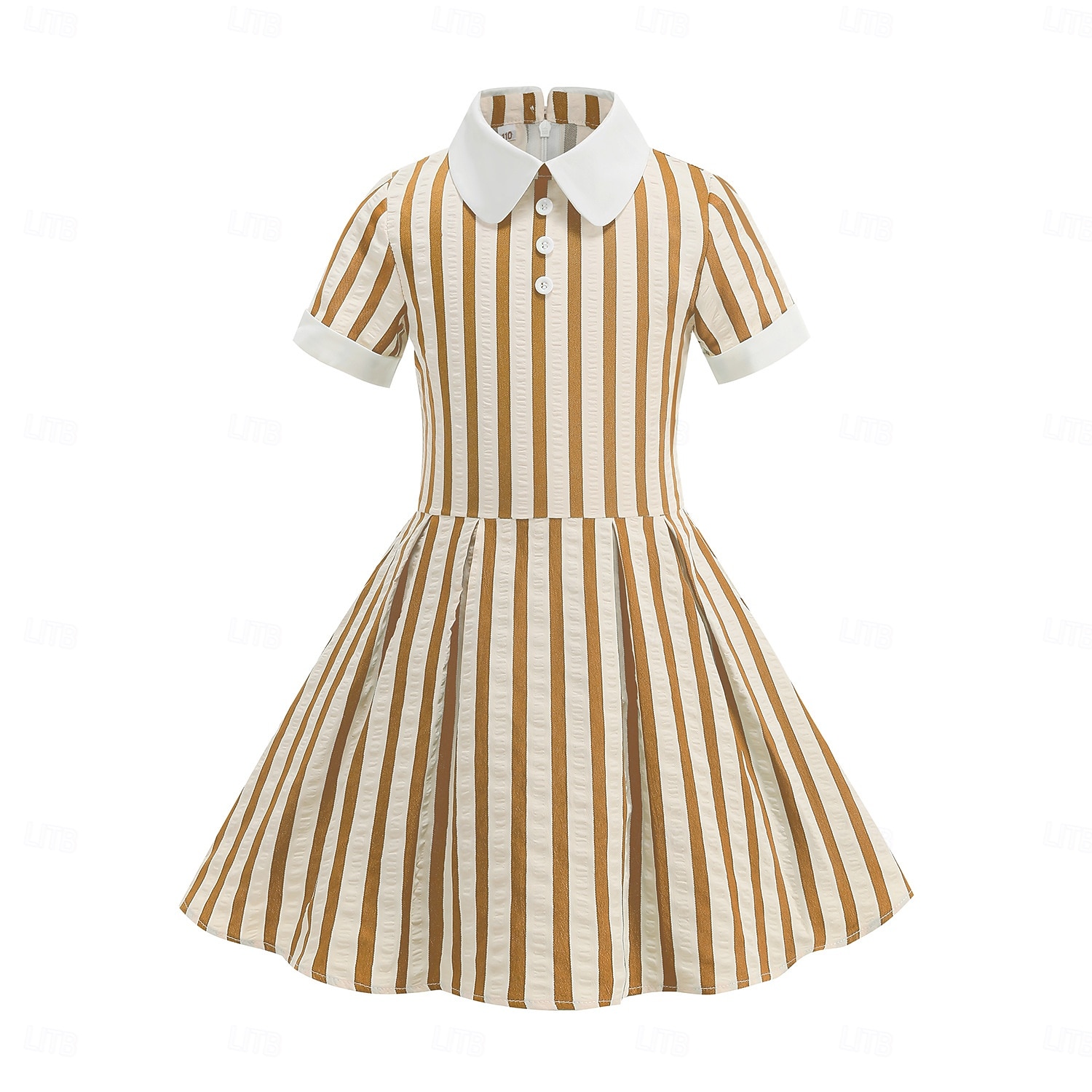 Vintage inspiriert Midlänge A-Linie Kleid Swing-Kleid Kurze Ärmel Gestreift A-Linie Kostüm Mädchen Kindertag Maskerade Urlaub Alltagskleidung Kinder Kleid Abschlussballkleider Frühling & Sommer 2026 - $52.99 –P10